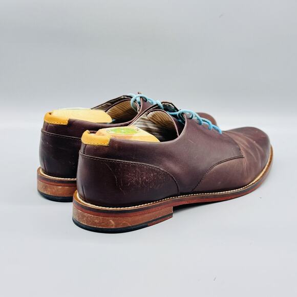 J Shoes Men 10 Brown Leather Derby Oxford Lace Up Dress Handcrafted Sole Classic